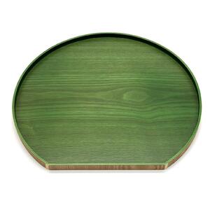 [リーフグリーン]紀州漆器 木製 カラー半月盆 トレー 36cm