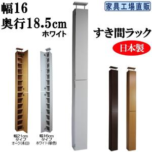 【ホワイト × 幅16cm】すき間ラック 奥行18.5 (扉の厚み含む)