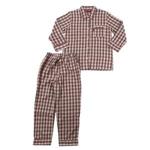 【カラー：ピンク サイズ：M】ヤクウール 格子柄 レディスパジャマ