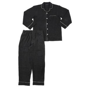 【カラー：ブラック サイズ：L】フランネル 無地 メンズパジャマ