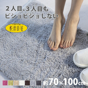 乾度良好 Dナチュレ バスマット 約70×100cm グレー 吸水速乾 裏面すべり止め加工 抗菌防臭 洗える 足拭きマット