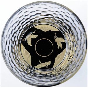 みよし漆器本舗 紀州塗り ぬりもん de Verre フリーグラス 蒔絵 万葉鶴 単品 黒 250ml