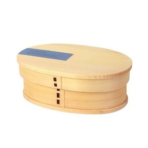 みよし漆器本舗 曲げわっぱ お弁当箱 600ml 約17.5×11.5×高さ6.5cm 小判型 MIN WAPPA ネイビー 白木