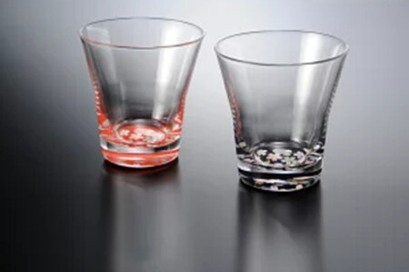 みよし漆器本舗 紀州塗り ぬりもん de Verre フリーグラス ペアセット 蒔絵 桜 赤・黒 210ml
