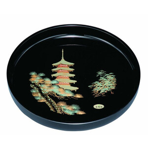 葵丸盆 五重の塔(金蒔絵) [YG464]