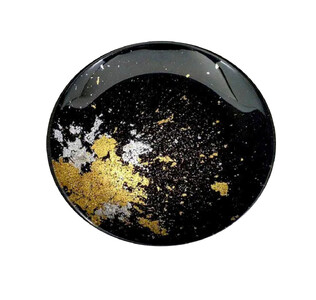丸小皿 古代(金箔)漆黒[NF176]