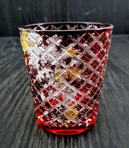 箔舞切子グラス220 レッド［NF244］