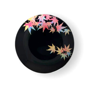 丸小皿 紅葉 漆黒 ［NF268］