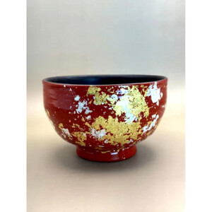 抹茶碗 本朱(金箔) [NF276]