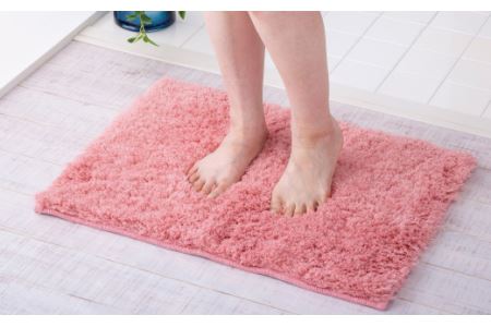 ふわふわコスモトロン吸水速乾バスマット３０mmコーラルピンク　縦４５cmX横６０cm