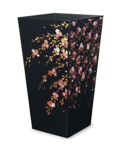 タツクラフト 蒔絵調 ダストボックス L角 9.5L 桜ブラック