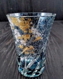 箔舞切子グラス230 ダークブルー