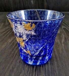 箔舞切子グラス240 ブルー