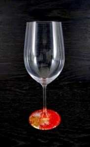 日本酒グラス380 古代塗り金箔本朱