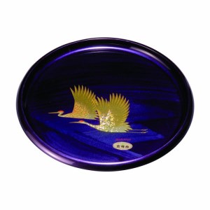 丸盆 紫雲杢 雅鶴 33cm