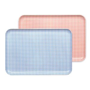 【ブルー×ピンク2枚組】ST ランチョン トレー M 33cm チェック タツクラフト 【Tk70】