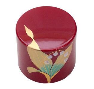 紀州漆器 文鎮 ペーパーウェイト 丸型 朱 スズラン