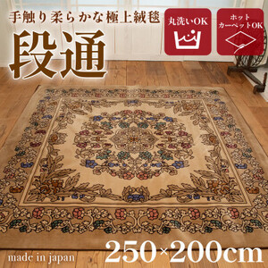 絨毯 ラグマット 3畳 長方形 250×200 洗える 厚手 キャニオン ベージュ
