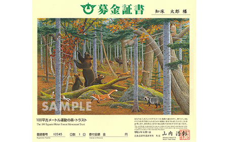 募金証書(100,000円)しれとこ100平方メートル運動の森トラスト_ 地域サービス  _【1446149】