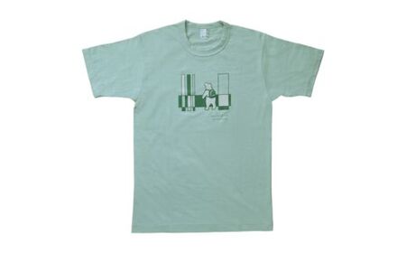 「知床トコさん」×久米繊維 コットンTシャツ 四角デザイン柄 グリーン XLサイズ 半袖[配送不可地域:離島・沖縄県]