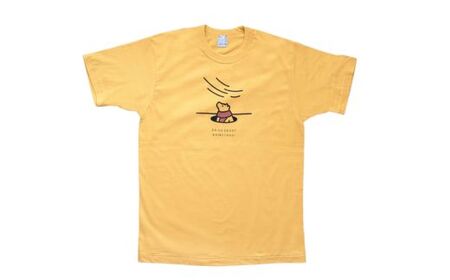 「知床トコさん」×久米繊維 コットンTシャツ 冬眠柄/黄色 XLサイズ 半袖[配送不可地域:離島・沖縄県]