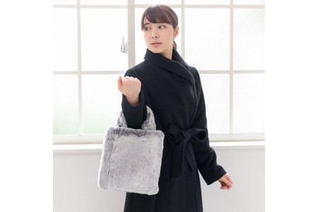 【0406-1】レッキスラビット スノートップ染め手提げバッグ グレー