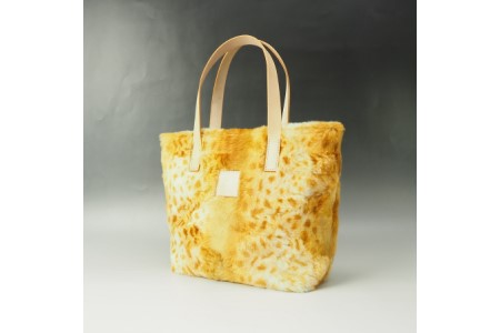 [0711-1]存在感のある色と柄! フェイクファートート ベージュ