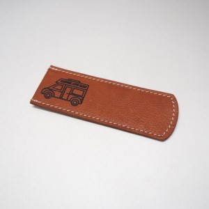 [1014-1_03]キャンピングカーロゴがお洒落! 牛革ハンドルカバー BR