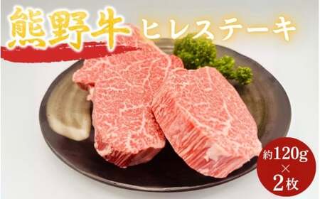 [熊野牛]ヒレステーキ 約120g×2枚 / 和歌山 田辺市 本宮 肉 牛肉 熊野牛 和牛 ヒレ ステーキ 豪華 冷凍 ギフト 贈答[hcy010]