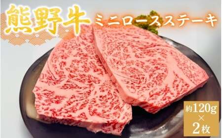 [熊野牛]ミニロースステーキ 約120g×2枚 / 和歌山 田辺市 本宮 肉 牛肉 熊野牛 和牛 ロース ステーキ 豪華 冷凍 ギフト 贈答[hcy012]
