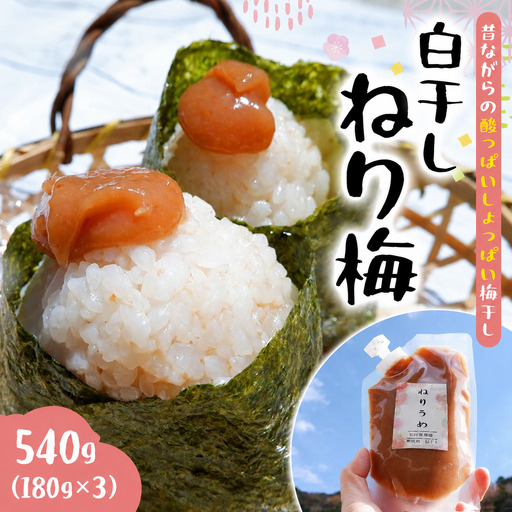 白干しねり梅 180g×3 塩分20％ 添加物不使用 / 梅 うめ ウメ 梅干し 梅干 白干し 南高梅 紀州南高梅 和歌山県 田辺市 【aoi020】 