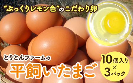 とりとんファームの平飼いたまご10個入り×3パック / 田辺市 卵 たまご 鶏卵 平飼い 卵かけごはん[trt004-2-c]