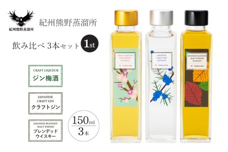 紀州熊野蒸留所 飲み比べ 150ml 3本セット[prm026A]