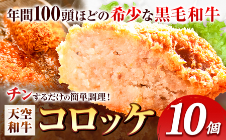 揚げずにチンするコロッケ 天空和牛コロッケ 10個《30日以内に出荷予定(土日祝除く)》有限会社松牛 和歌山県 紀の川市 熊野牛 紀の川天空和牛 惣菜 おかず 冷凍
