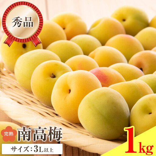 紀州南高梅 秀品 (完熟) 3L 1kg 農業福祉研究機構[6月下旬-7月上旬頃出荷]