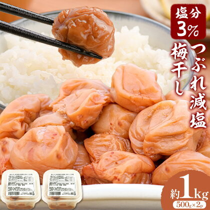 梅干し無添加つぶれ減塩梅干 塩分3% 1kg 500g×2パック