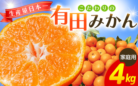 【12月発送】みかん 年内発送【家庭用】こだわりの有田みかん 約4kg＋250g(傷み補償分) ※サイズ混合※北海道・沖縄・離島配送不可 ＼光センサー選別／ 【農家直送】 有機質肥料100% みかん ミカン 有田みかん 温州みかん 柑橘 有田 和歌山 【nuk148-2C】