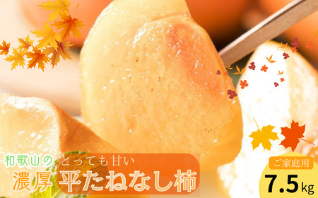 [先行予約][秋の美味]和歌山の濃厚平たねなし柿 約7.5kg (ご家庭用) ※2025年10月上旬頃よりお届け ※着日指定不可[ard144A]