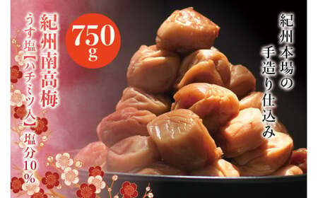 紀州南高梅 うす塩[ハチミツ入] 塩分10%(750g)なかやまさんちの梅干 うめ ウメ 梅干し[nky006-175k]