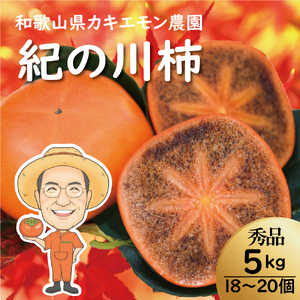 カキエモン農園の紀の川柿 約5kg 18 〜 20個 [2025年10月中旬〜11月中旬頃順次発送] 果物 くだもの フルーツ 柿 かき 和歌山 人気 送料無料[BX001-kkem001]
