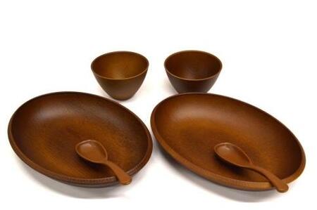 こもれび 木目調プレート&マルチボール＆スプーンBRセット 【TN96】