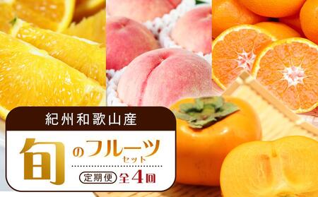 [7・8・10・12月 全4回]紀州和歌山産旬のフルーツセット(バレンシア・桃・ひらたねなし柿・みかん)[UT80]