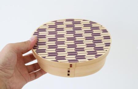 紀州漆器 曲げわっぱ まげわっぱ 弁当箱 矢羽柄 パープル 紫 [YS100]