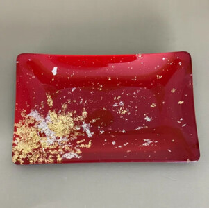 角小皿(金箔) 本朱 [NF141]