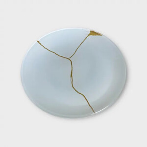 丸小皿 金継ぎデザイン 純白 [NF146]