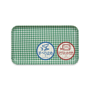 TATSU-CRAFT マグネットトレー SS 21.5cm チェック GR グリーン すべり止め付き ［Tk1051］