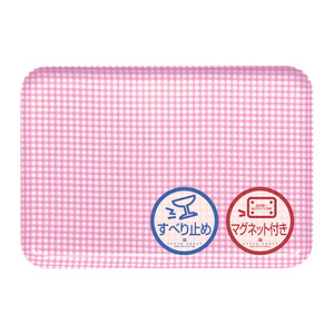 TATSU-CRAFT マグネットトレー M 33cm チェック PK ピンク すべり止め付き ［Tk1084］