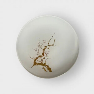 丸小皿 桜 純白(ゴールド桜) [NF256]