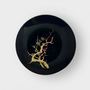 丸小皿 桜 漆黒(ゴールド桜) [NF257]