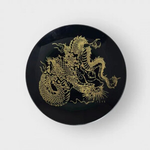 丸小皿 漆黒・金龍 [NF261]